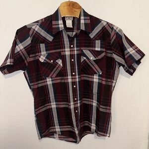 Western Frontier Pearl Snap Button Shirt Short Sleeve Large Men’s